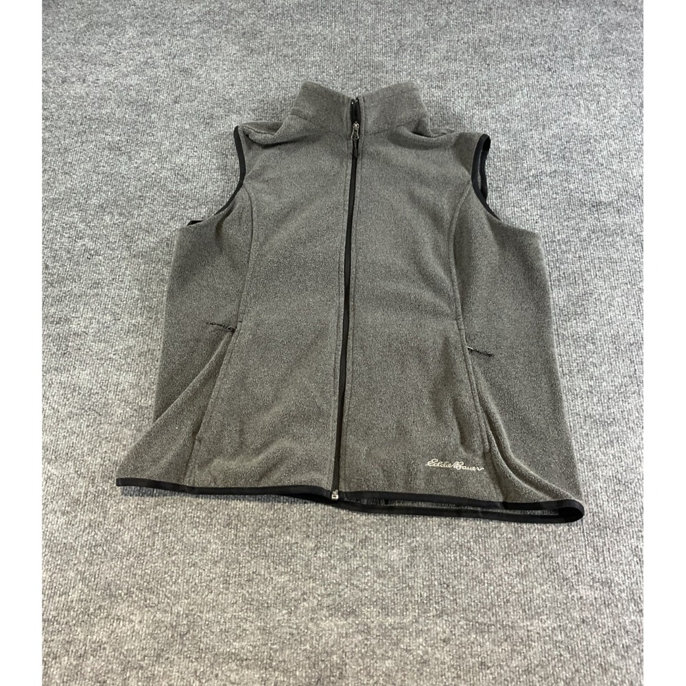 Eddie Bauer Fleece Vest Men's XL Gray Full Zip Outdoor Hiking Casual Layering